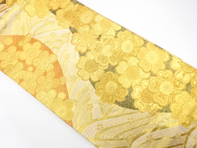 岡野武一郎　佐賀錦　荒波に桜模様織り出し　振袖用袋帯